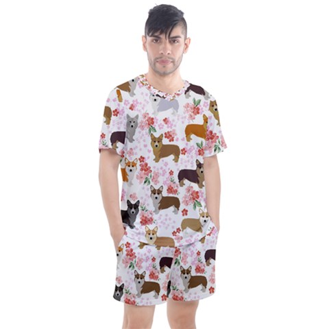 Corgis Corgi Pattern Men s Mesh Tee And Shorts Set by Sapixe