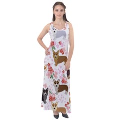 Corgis Corgi Pattern Sleeveless Velour Maxi Dress