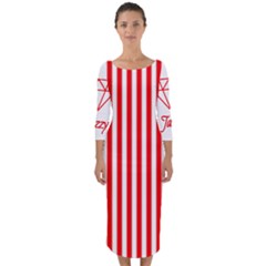 Diamond Red Red White Stripe Skinny Quarter Sleeve Midi Bodycon Dress by thomaslake