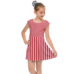 Diamond Red Red White Stripe Skinny Kids  Cap Sleeve Dress by thomaslake