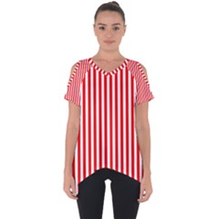 Diamond Red Red White Stripe Skinny Cut Out Side Drop Tee by thomaslake