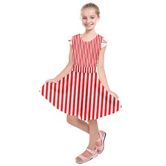 Diamond Red Red White Stripe Skinny Kids  Short Sleeve Dress