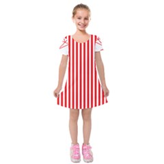 Diamond Red Red White Stripe Skinny Kids  Short Sleeve Velvet Dress