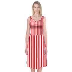 Diamond Red Red White Stripe Skinny Midi Sleeveless Dress