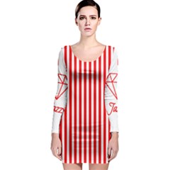 Diamond Red Red White Stripe Skinny Long Sleeve Bodycon Dress by thomaslake