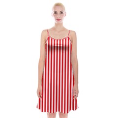 Diamond Red Red White Stripe Skinny Spaghetti Strap Velvet Dress by thomaslake