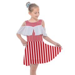 Diamond Red Red White Stripe Skinny Kids  Shoulder Cutout Chiffon Dress by thomaslake