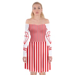 Diamond Red Red White Stripe Skinny Off Shoulder Skater Dress by thomaslake