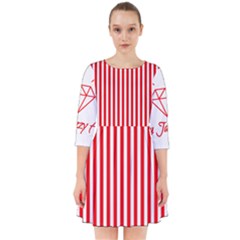 Diamond Red Red White Stripe Skinny Smock Dress by thomaslake