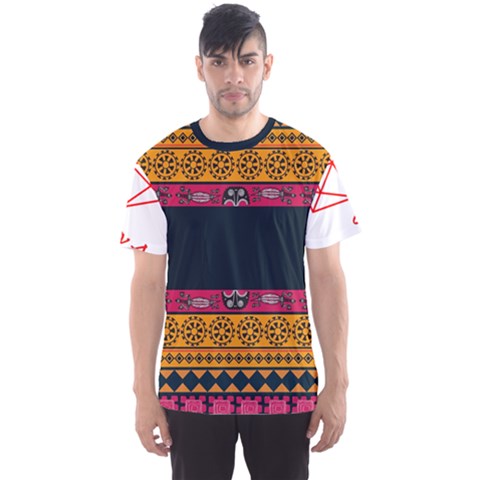 Diamond Red Black Pink Orange African Print Men s Sports Mesh Tee by thomaslake