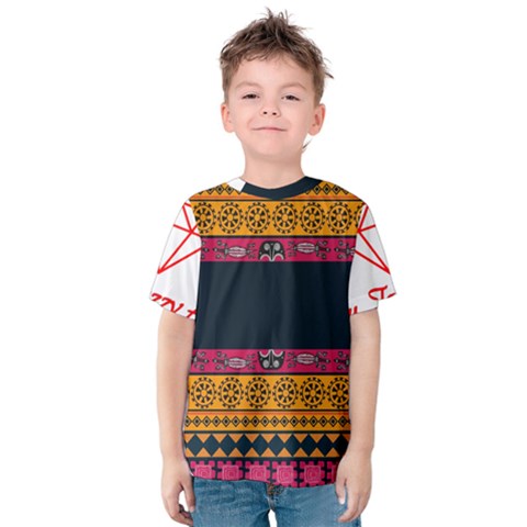 Diamond Red Black Pink Orange African Print Kids  Cotton Tee by thomaslake