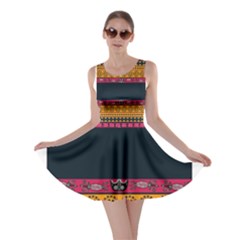 Diamond Red Black Pink Orange African Print Skater Dress