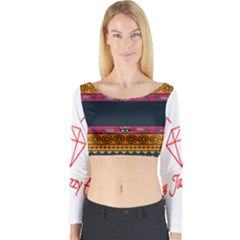 Diamond Red Black Pink Orange African Print Long Sleeve Crop Top