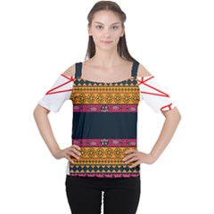 Diamond Red Black Pink Orange African Print Cutout Shoulder Tee