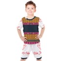 Diamond Red Black Pink Orange African Print Kids  Tee and Shorts Set View1