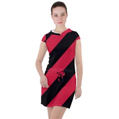 Red Black Stripes Drawstring Hooded Dress by thomaslake