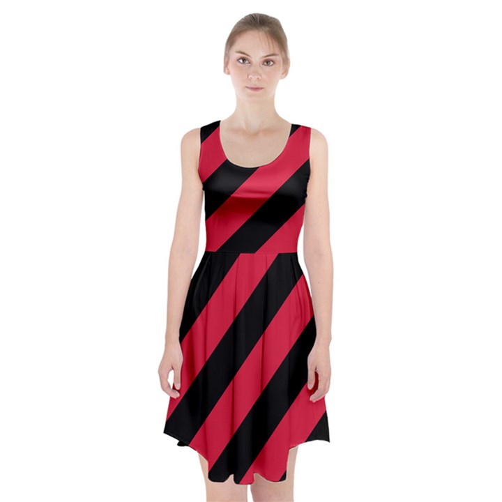 Red Black Stripes Racerback Midi Dress