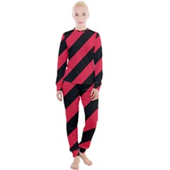 Red Black Stripes Women s Lounge Set