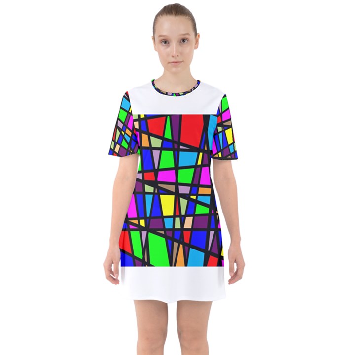 Mosaic Sixties Short Sleeve Mini Dress