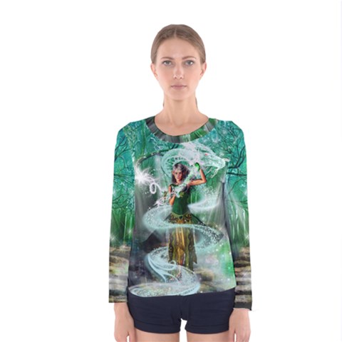 The Emerald Guardian Back Emerald Guardian Women s Long Sleeve Tee by lightstarcreations