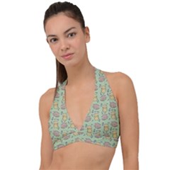 Hamster Pattern Halter Plunge Bikini Top by Sapixe