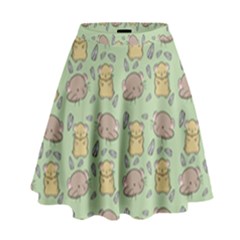 Hamster Pattern High Waist Skirt by Sapixe