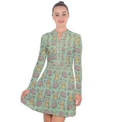 Hamster Pattern Long Sleeve Panel Dress by Sapixe