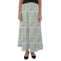 Hamster Pattern Flared Maxi Skirt by Sapixe