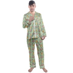 Hamster Pattern Men s Satin Pajamas Long Pants Set by Sapixe