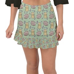 Hamster Pattern Fishtail Mini Chiffon Skirt