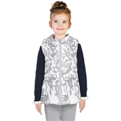 Angel Line Art Religion Angelic Kids  Hooded Puffer Vest by Sapixe