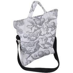 Angel Line Art Religion Angelic Fold Over Handle Tote Bag by Sapixe