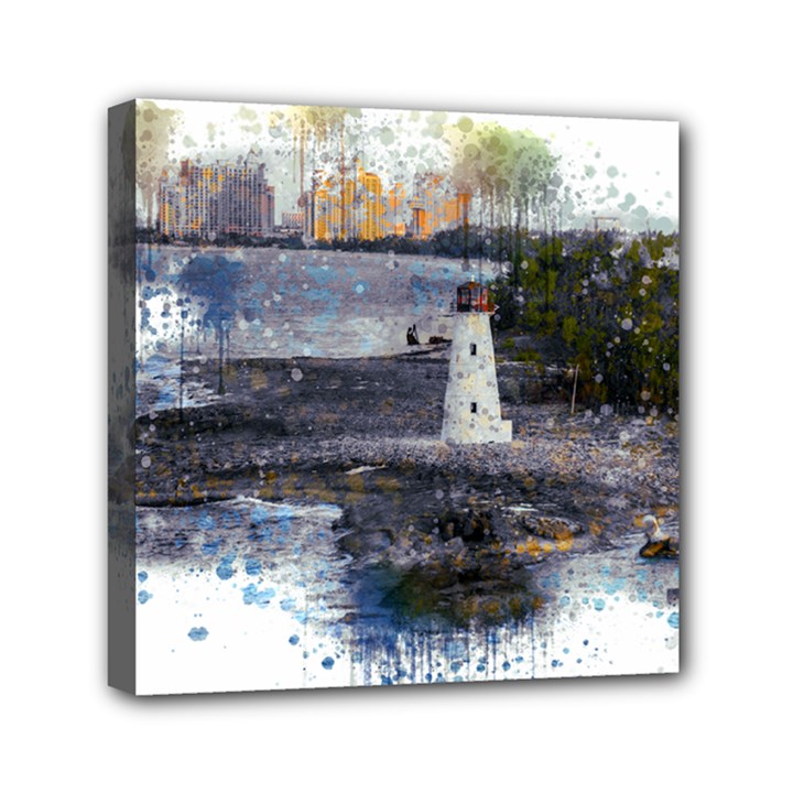 Lighthouse Art Sea Ocean Vintage Mini Canvas 6  x 6  (Stretched)