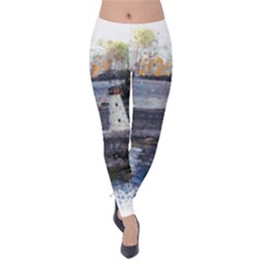 Lighthouse Art Sea Ocean Vintage Velvet Leggings by Sapixe