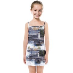 Lighthouse Art Sea Ocean Vintage Kids  Summer Sun Dress by Sapixe