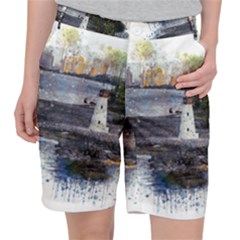 Lighthouse Art Sea Ocean Vintage Pocket Shorts by Sapixe