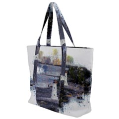 Lighthouse Art Sea Ocean Vintage Zip Up Canvas Bag by Sapixe