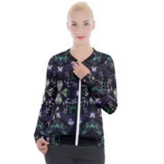 Fractal Fractal Art Texture Casual Zip Up Jacket