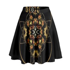 Fractal Stained Glass Ornate High Waist Skirt by Sapixe