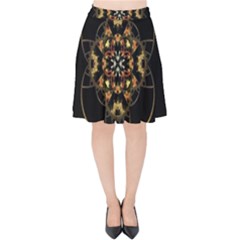 Fractal Stained Glass Ornate Velvet High Waist Skirt by Sapixe