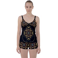 Fractal Stained Glass Ornate Tie Front Two Piece Tankini by Sapixe