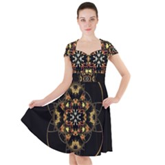 Fractal Stained Glass Ornate Cap Sleeve Midi Dress by Sapixe