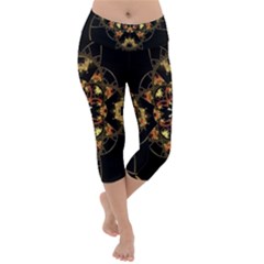 Fractal Stained Glass Ornate Lightweight Velour Capri Yoga Leggings