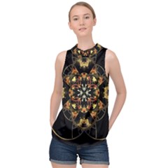 Fractal Stained Glass Ornate High Neck Satin Top by Sapixe