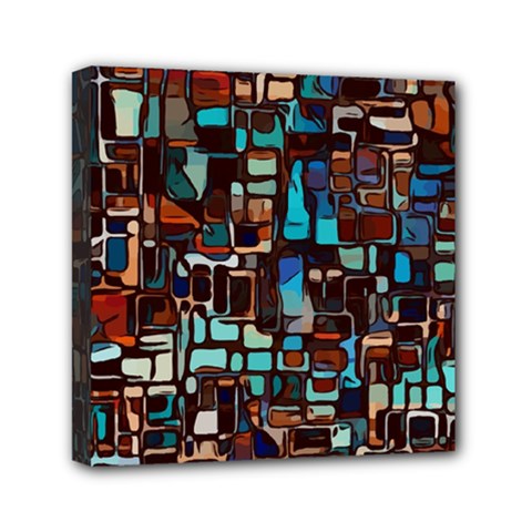 Stained Glass Mosaic Abstract Mini Canvas 6  X 6  (stretched) by Sapixe