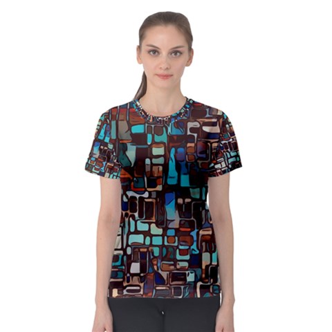 Stained Glass Mosaic Abstract Women s Sport Mesh Tee by Sapixe