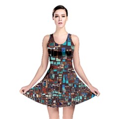 Stained Glass Mosaic Abstract Reversible Skater Dress by Sapixe