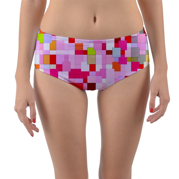 The Framework Paintings Square Reversible Mid-Waist Bikini Bottoms