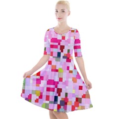 The Framework Paintings Square Quarter Sleeve A-line Dress by Sapixe