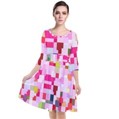 The Framework Paintings Square Quarter Sleeve Waist Band Dress by Sapixe